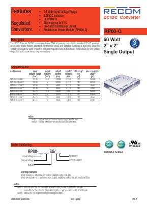 RP60-2412SGW Datasheet PDF RECOM Electronic GmbH