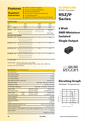 RSZ-2003HP Datasheet PDF RECOM Electronic GmbH