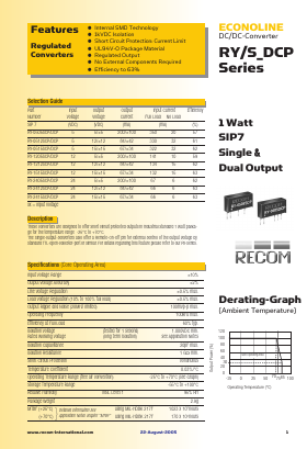 RY-1515DCP Datasheet PDF RECOM Electronic GmbH
