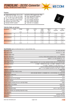 RP100-482505DS Datasheet PDF RECOM Electronic GmbH