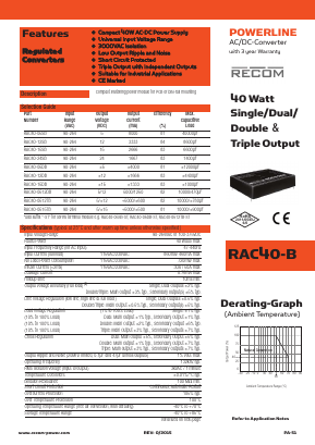 RAC40-05SB-ST Datasheet PDF RECOM Electronic GmbH