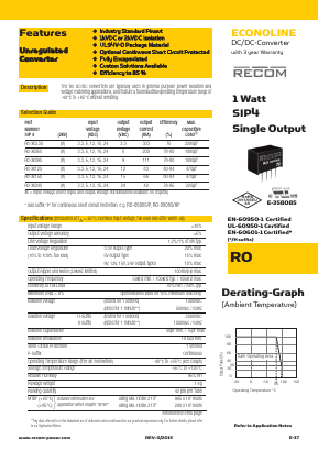 RO-055S/HP_15 Datasheet PDF RECOM Electronic GmbH