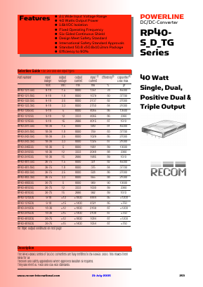 RP40-1212DG_05 Datasheet PDF RECOM Electronic GmbH