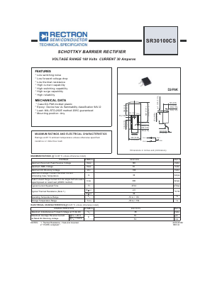 SR30100CS Datasheet PDF Rectron Semiconductor