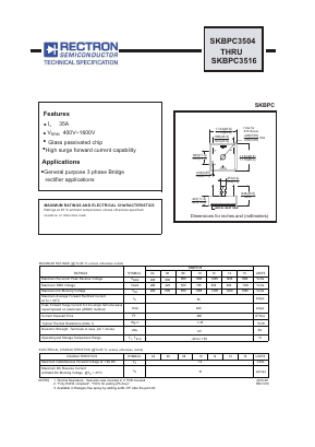 SKBPC3510 Datasheet PDF Rectron Semiconductor