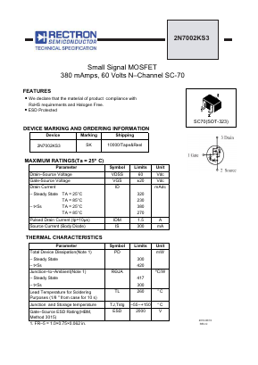 2N7002KS3 Datasheet PDF Rectron Semiconductor