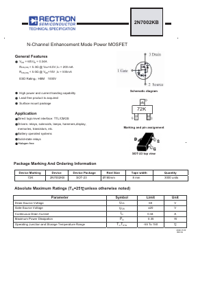 2N7002KB Datasheet PDF Rectron Semiconductor