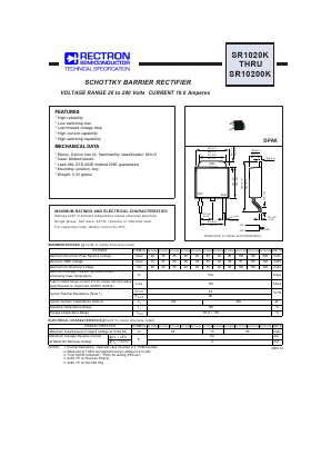 SR1020K Datasheet PDF Rectron Semiconductor