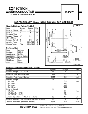 BAV70 Datasheet PDF Rectron Semiconductor