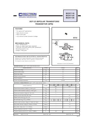 BC817-40 Datasheet PDF Rectron Semiconductor