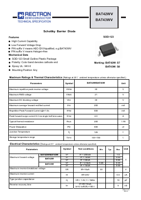 BAT43WV Datasheet PDF Rectron Semiconductor