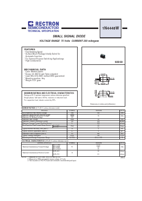 1N4448W Datasheet PDF Rectron Semiconductor