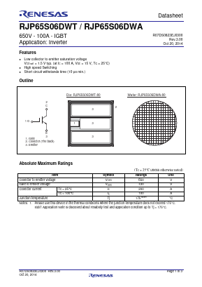 RJP65S06DWT Datasheet PDF Renesas Electronics