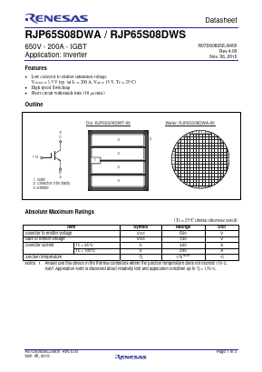 RJP65S08DWA Datasheet PDF Renesas Electronics