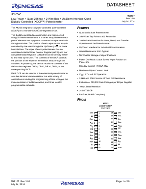 X9252 Datasheet PDF Renesas Electronics