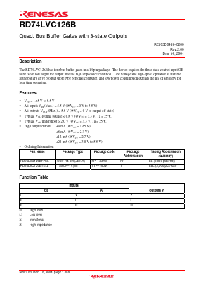 RD74LVC126B Datasheet PDF Renesas Electronics