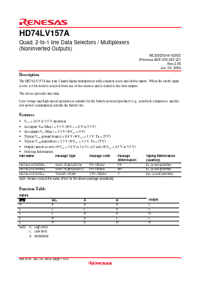 HD74LV157ARPEL Datasheet PDF Renesas Electronics