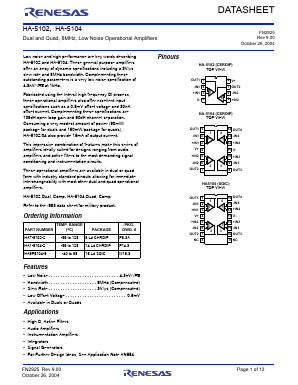 HA-5104 Datasheet PDF Renesas Electronics