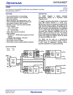 X9250TSZI Datasheet PDF Renesas Electronics