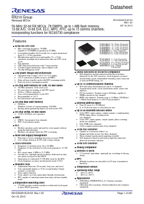R5F52106BDLK Datasheet PDF Renesas Electronics