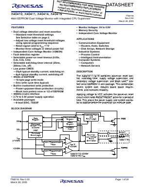 X40410 Datasheet PDF Renesas Electronics