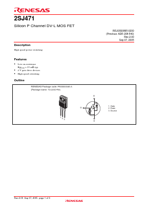 2SJ471-E Datasheet PDF Renesas Electronics