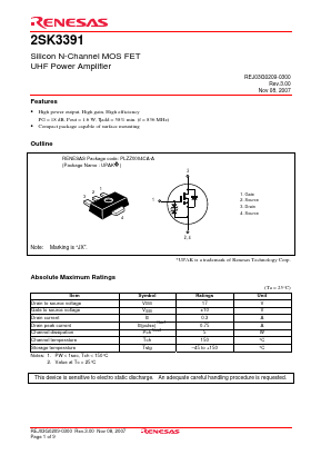 2SK3391 Datasheet PDF Renesas Electronics