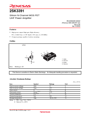 2SK3391 Datasheet PDF Renesas Electronics