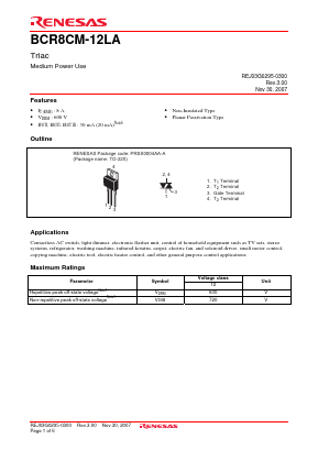 BCR8CM-12LA Datasheet PDF Renesas Electronics