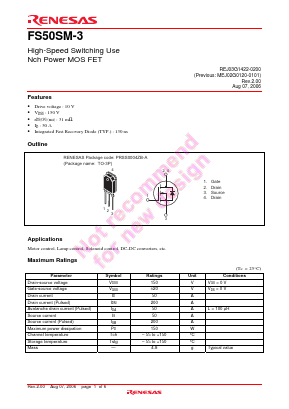 FS50SM-3 Datasheet PDF Renesas Electronics