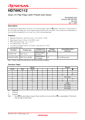 HD74HC112FPEL Datasheet PDF Renesas Electronics