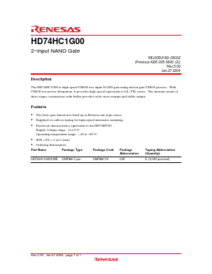 HD74HC1G00 Datasheet PDF Renesas Electronics