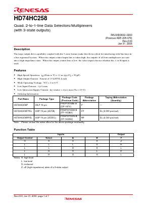 HD74HC258P Datasheet PDF Renesas Electronics