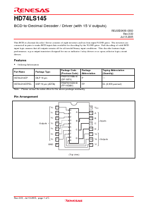 HD74LS145 Datasheet PDF Renesas Electronics