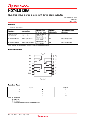 HD74LS125A Datasheet PDF Renesas Electronics