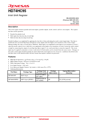 HD74HC95RPEL Datasheet PDF Renesas Electronics