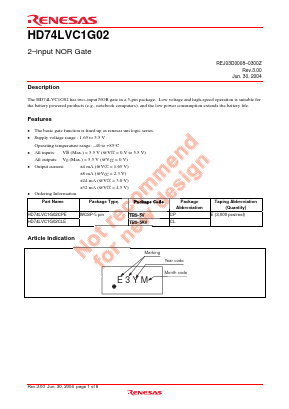 HD74LVC1G02CLE Datasheet PDF Renesas Electronics