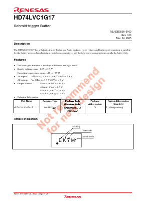 HD74LVC1G17CLE Datasheet PDF Renesas Electronics