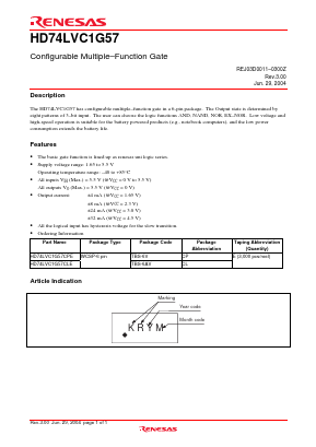 HD74LVC1G57CLE Datasheet PDF Renesas Electronics