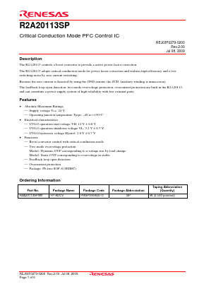 R2A20113SP Datasheet PDF Renesas Electronics