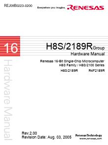 H8S/2189R Datasheet PDF Renesas Electronics