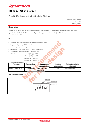 RD74LVC1G240 Datasheet PDF Renesas Electronics