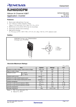 RJH60D0DPM Datasheet PDF Renesas Electronics