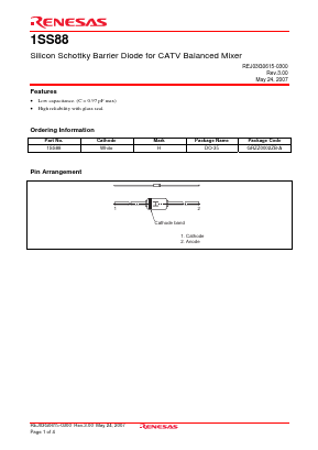 1SS88 Datasheet PDF Renesas Electronics