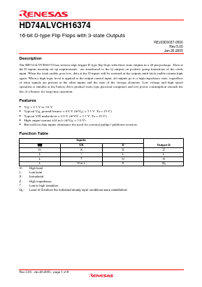 HD74ALVCH16374 Datasheet PDF Renesas Electronics