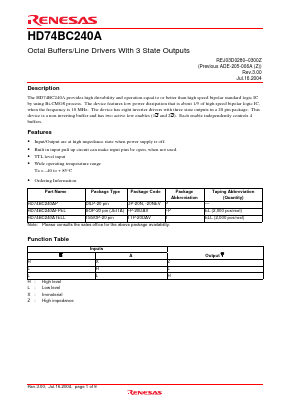 HD74BC240A Datasheet PDF Renesas Electronics