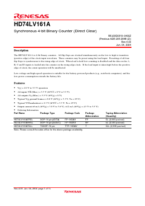 HD74LV161AFPEL Datasheet PDF Renesas Electronics