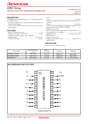 M34282M1 Datasheet PDF Renesas Electronics
