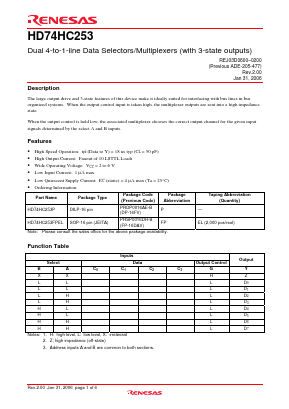 HD74HC253P Datasheet PDF Renesas Electronics