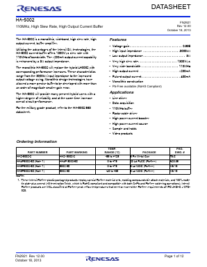 HA-5002-5 Datasheet PDF Renesas Electronics